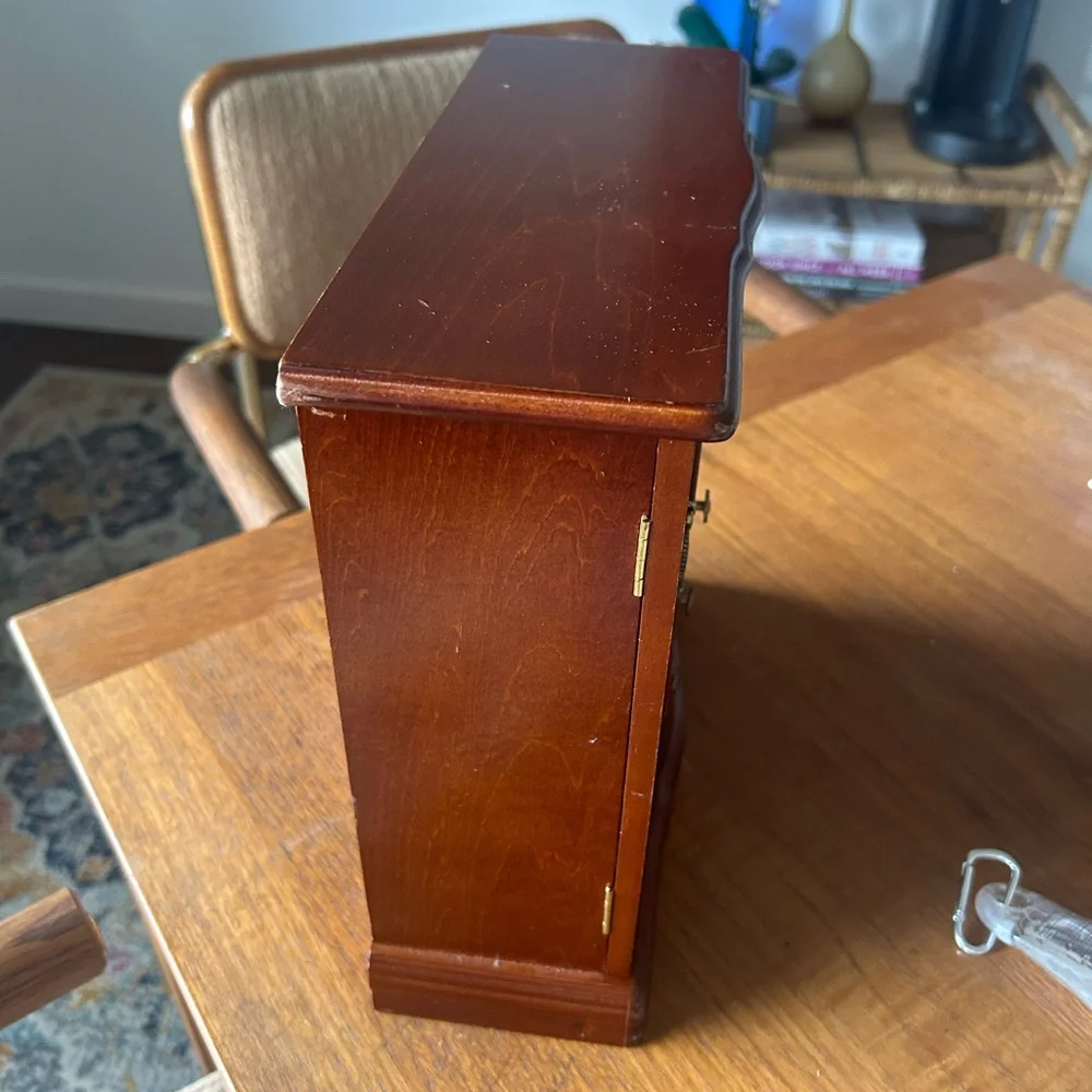 Elegant Wooden Jewelry Organizer with Glass Doors and Heart Accents